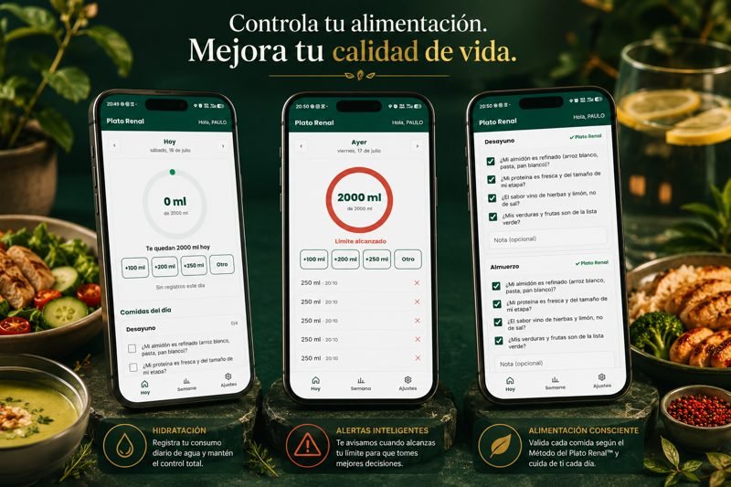 App Plato Renal - diario de líquidos y comidas